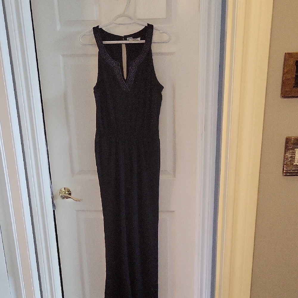 Elegant Black Pant Suit Romper  With Pockets